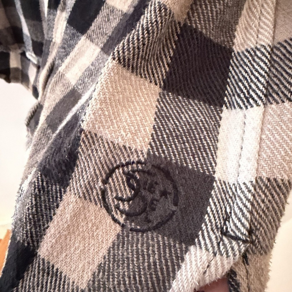 Y2K Diesel Plaid Flannel Overshirt Jacket Black Tan 100% Cotton XL Workwear - Picture 7 of 7